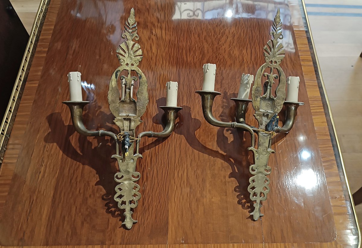 Mid-19th Century Pair Of Gilt Bronze Wall Lights-photo-2
