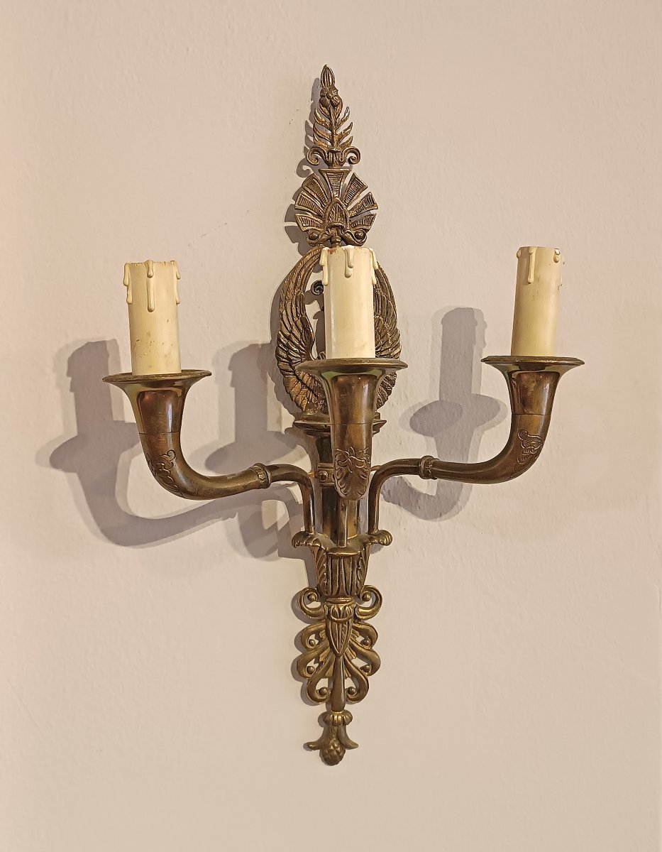 Mid-19th Century Pair Of Gilt Bronze Wall Lights-photo-6