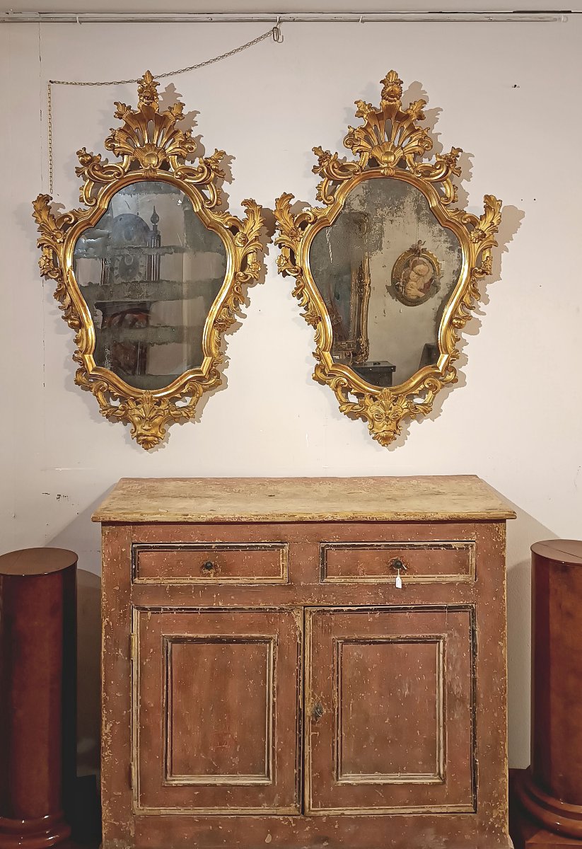 PAIRE DE MIROIRS LOUIS XV MILIEU DU 18ème SIÈCLE-photo-2