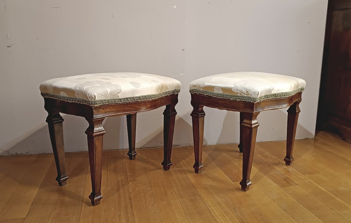 Early 19th Century Pair Of Neoclassic Style Stools-photo-2