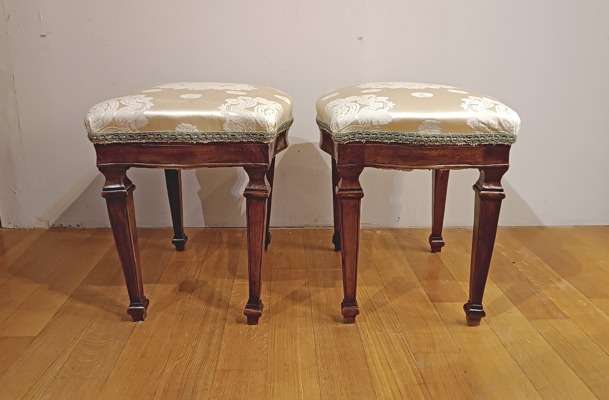 Early 19th Century Pair Of Neoclassic Style Stools-photo-1