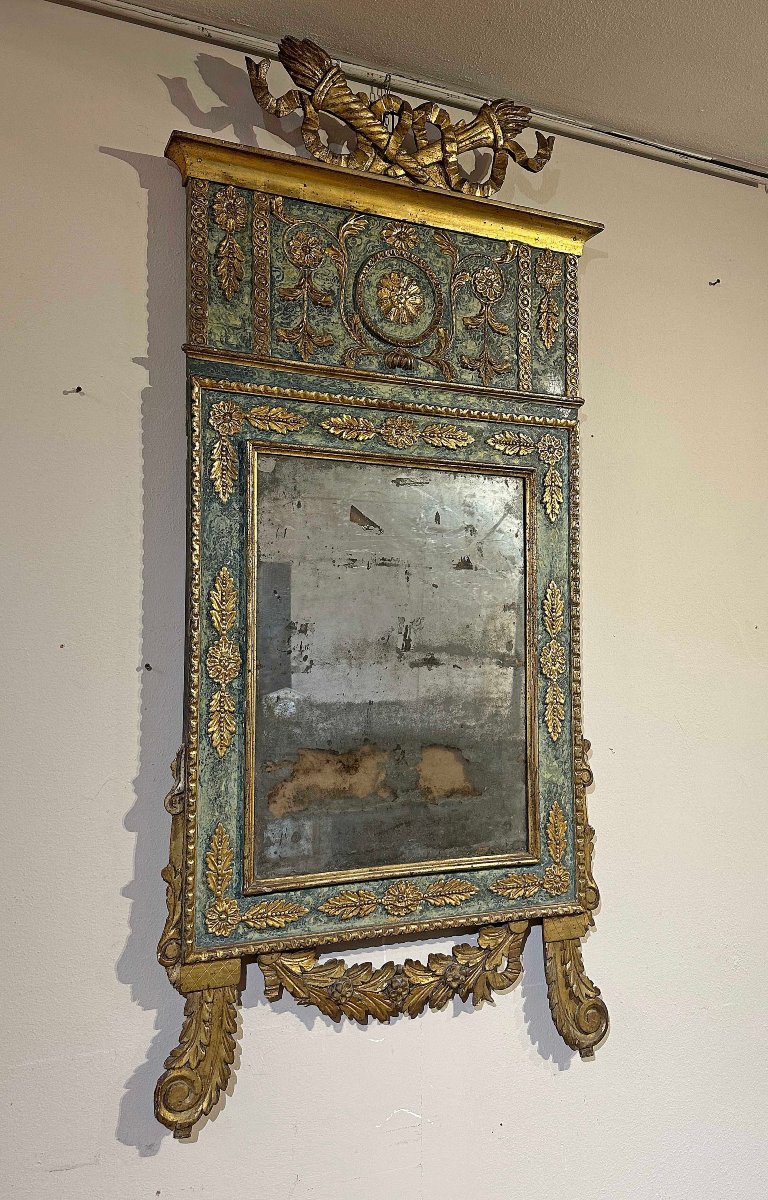 Second Half Of The 18th Century Painted And Gilded Neoclassical Mirror-photo-2