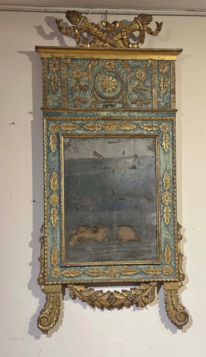 Second Half Of The 18th Century Painted And Gilded Neoclassical Mirror-photo-3