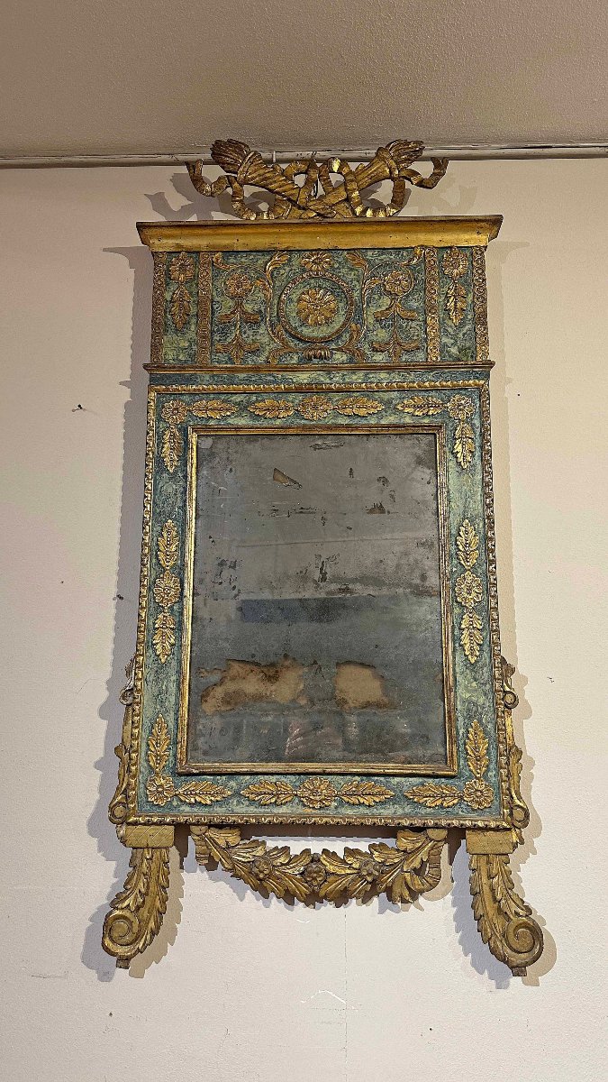 Second Half Of The 18th Century Painted And Gilded Neoclassical Mirror-photo-4