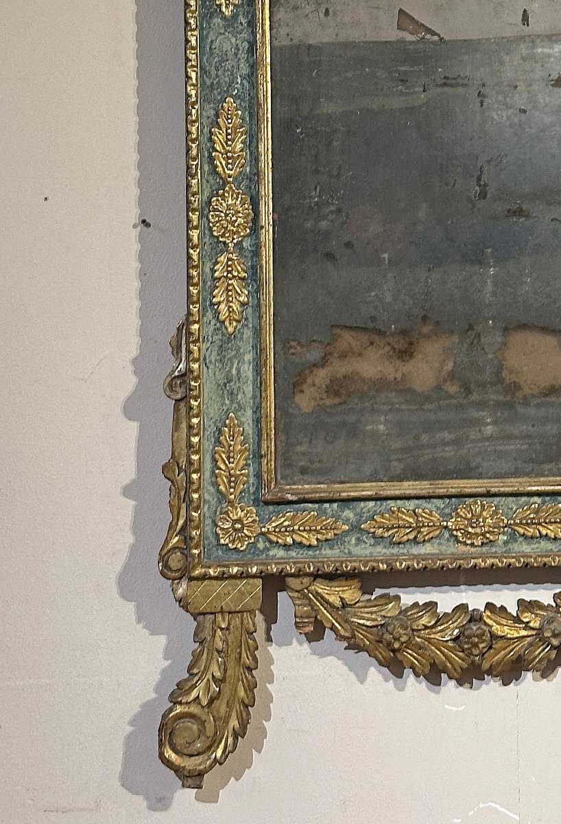 Second Half Of The 18th Century Painted And Gilded Neoclassical Mirror-photo-1