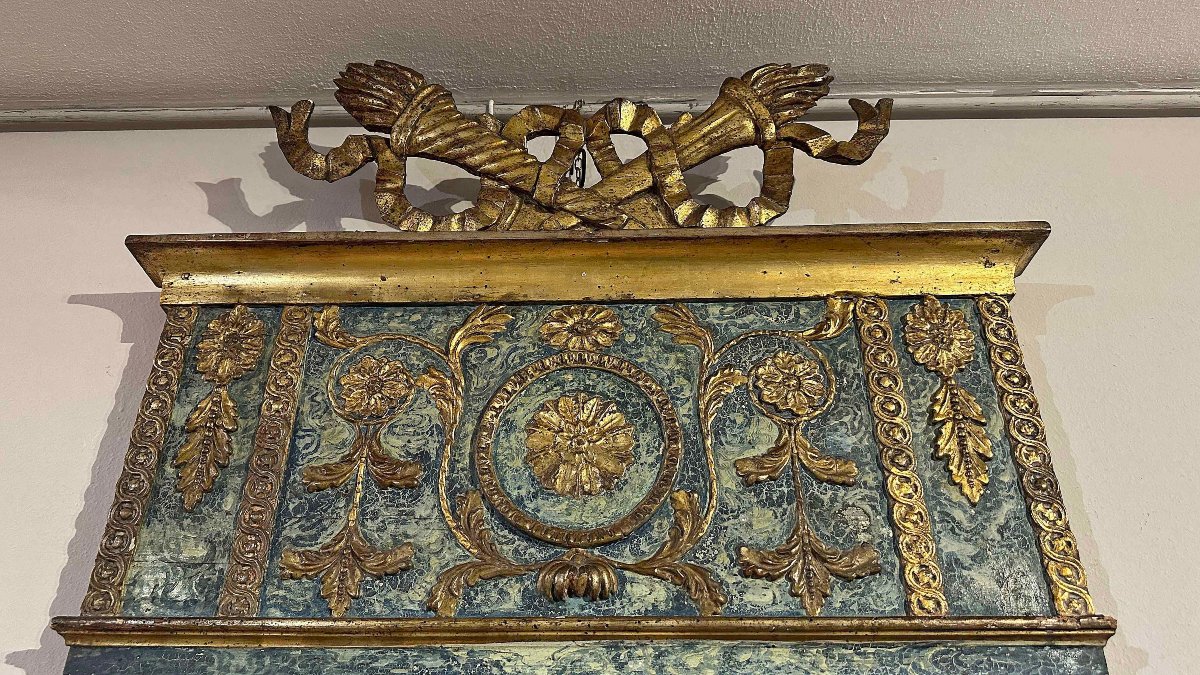 Second Half Of The 18th Century Painted And Gilded Neoclassical Mirror-photo-2
