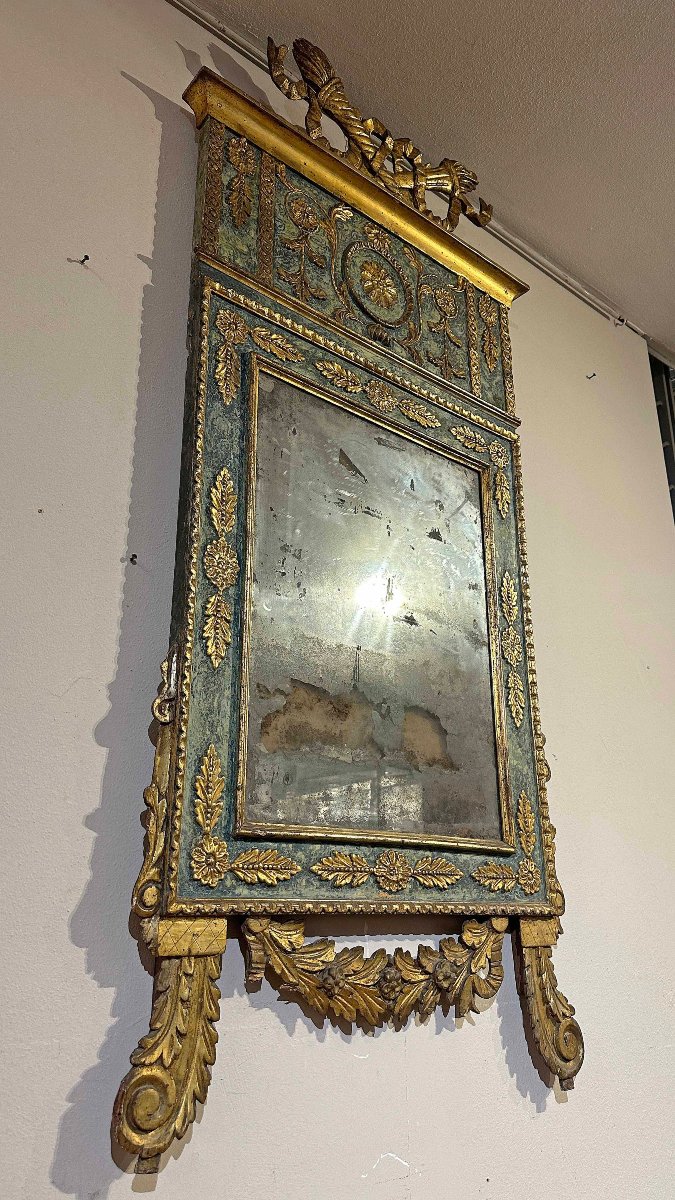 Second Half Of The 18th Century Painted And Gilded Neoclassical Mirror-photo-5