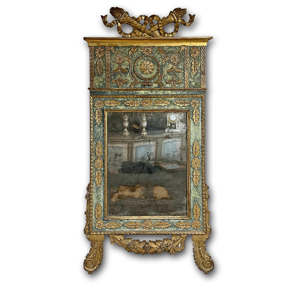 Second Half Of The 18th Century Painted And Gilded Neoclassical Mirror