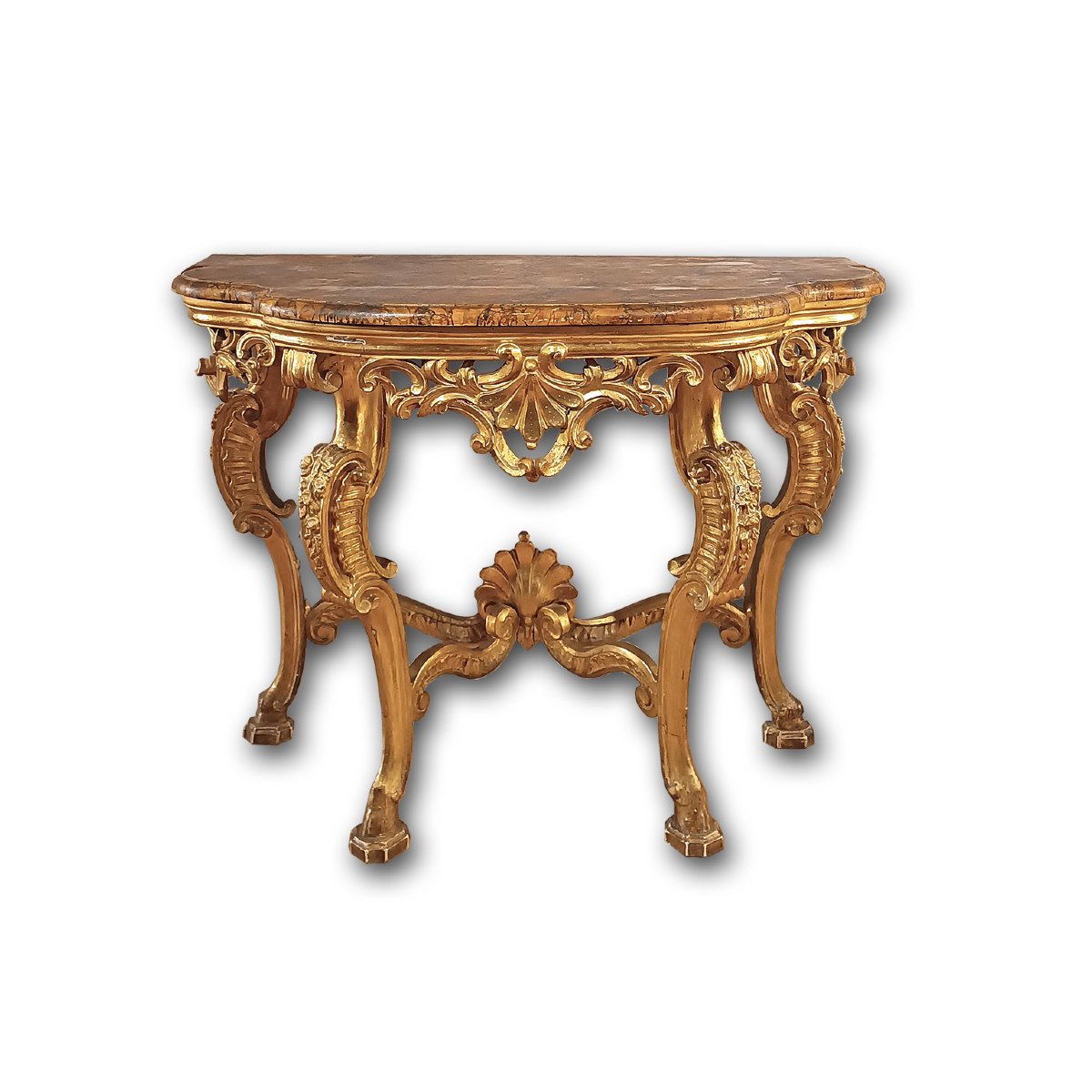 CONSOLE EN BOIS DORE STYLE LOUIS XV MILIEU DU 18ème SIECLE