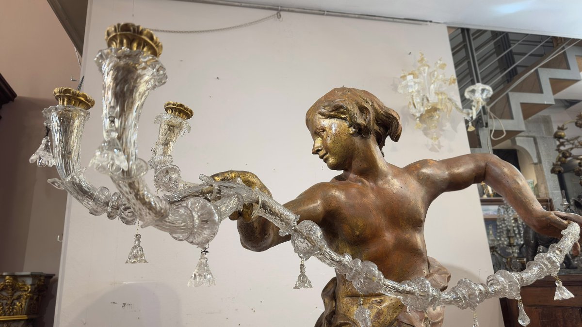 Mid-17th Century Gilded Wood Sculpture Of A Young Man -photo-3