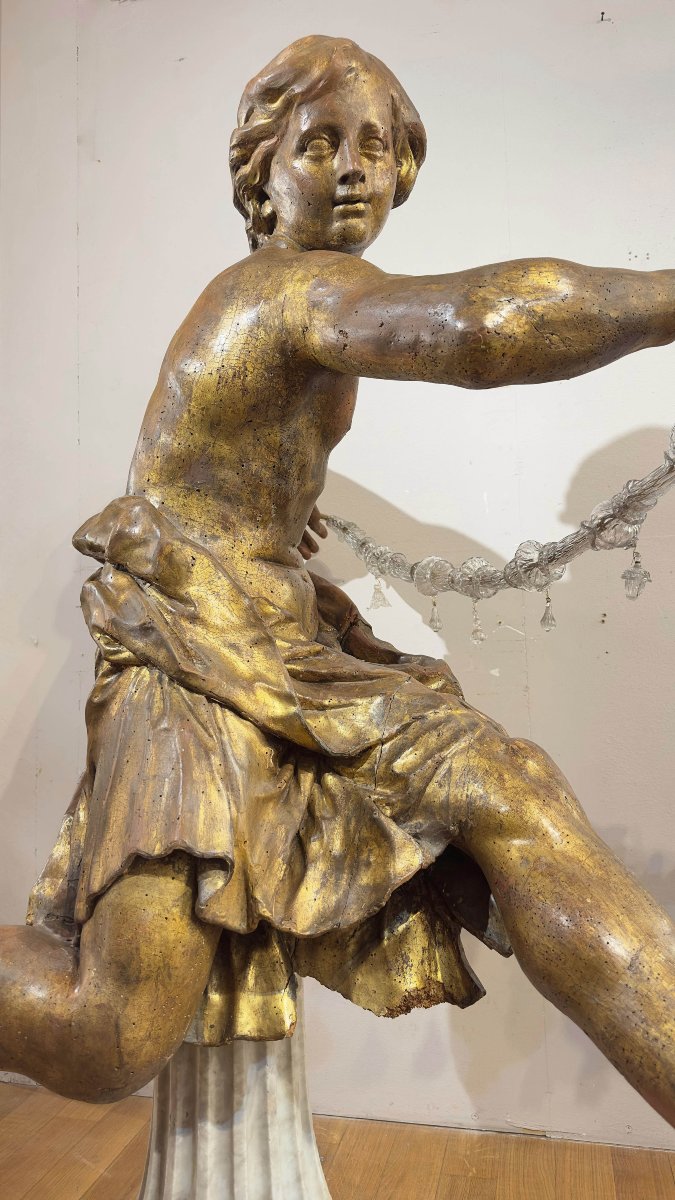 Mid-17th Century Gilded Wood Sculpture Of A Young Man -photo-1