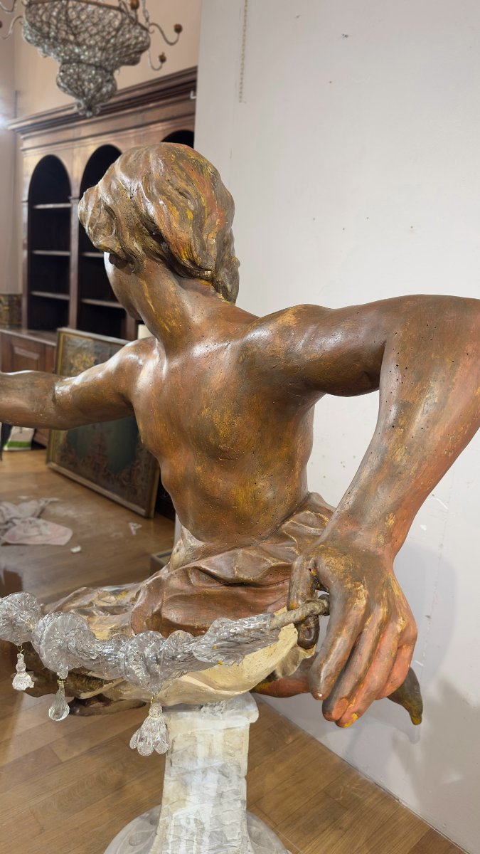 Mid-17th Century Gilded Wood Sculpture Of A Young Man -photo-3