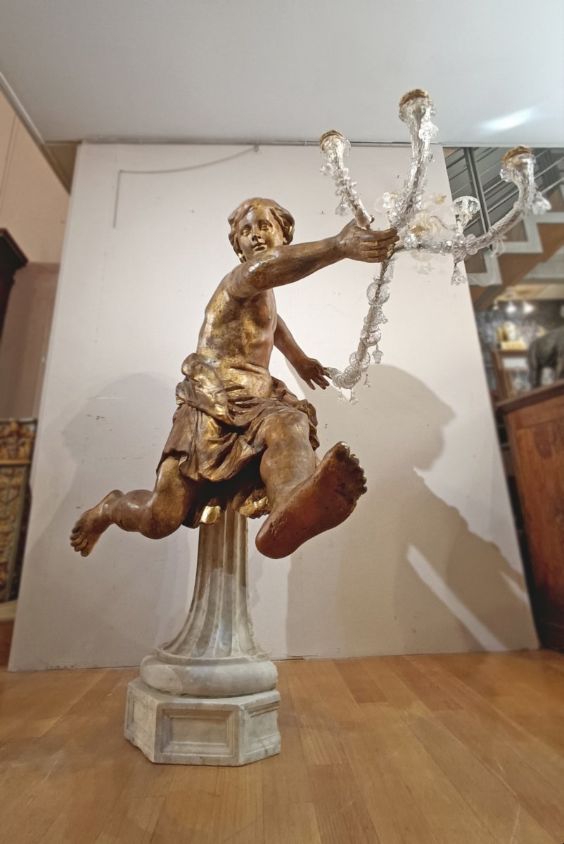 Mid-17th Century Gilded Wood Sculpture Of A Young Man -photo-6