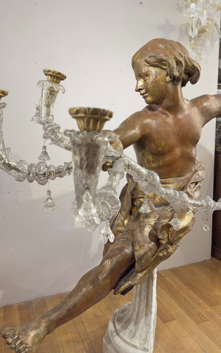 Mid-17th Century Gilded Wood Sculpture Of A Young Man -photo-7