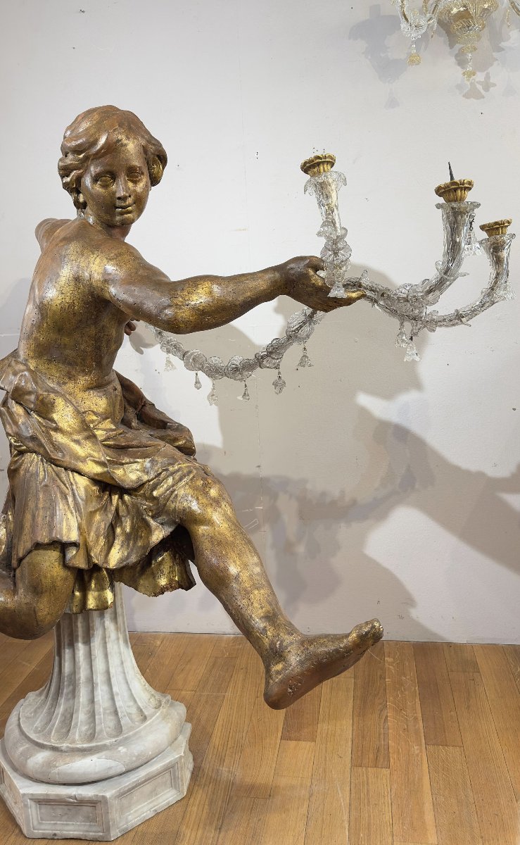 Mid-17th Century Gilded Wood Sculpture Of A Young Man -photo-8