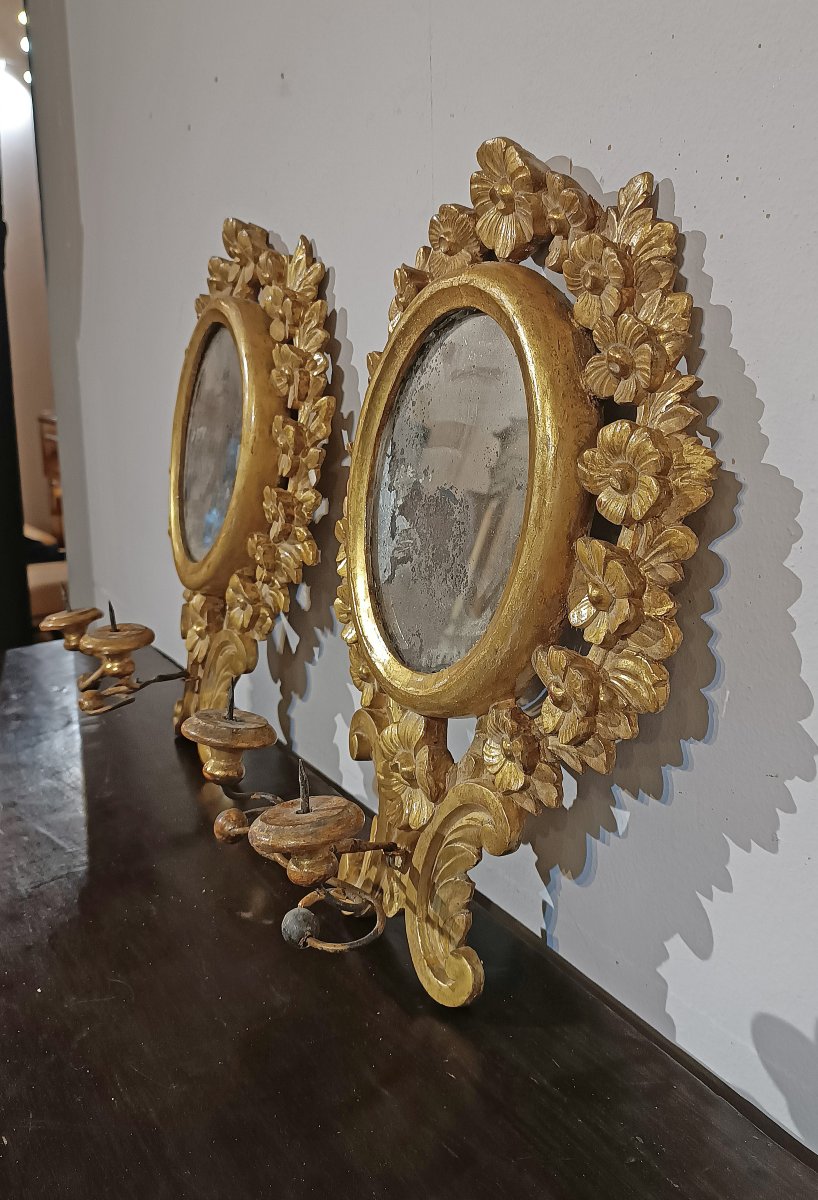 PAIRE DE PETITS MIROIRS DORÉS DU DÉBUT DU 19ème SIÈCLE-photo-3