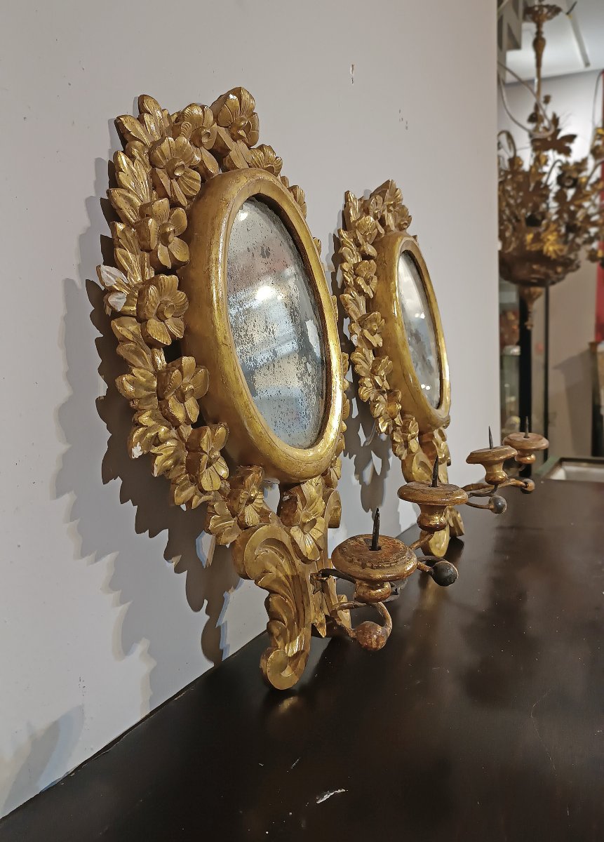 PAIRE DE PETITS MIROIRS DORÉS DU DÉBUT DU 19ème SIÈCLE-photo-4
