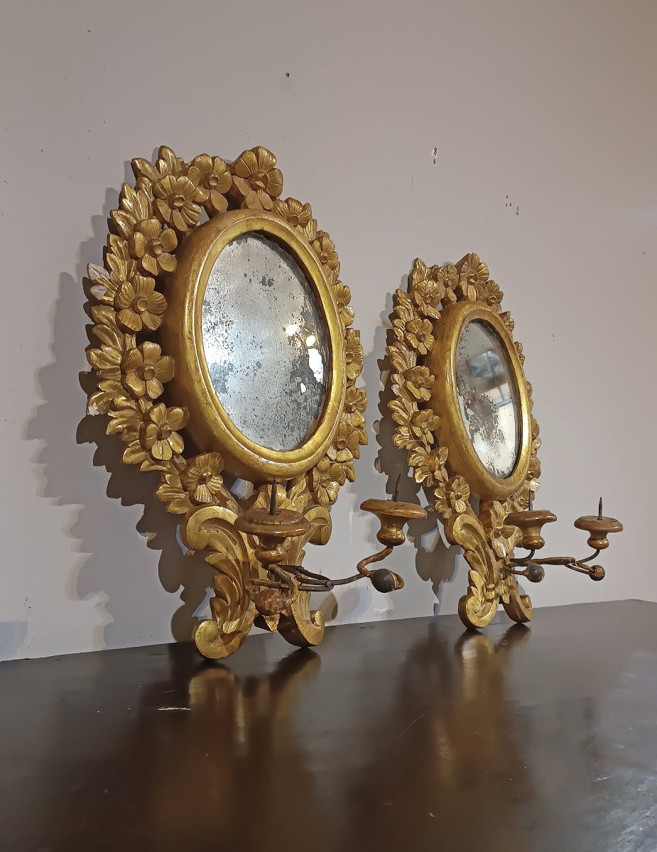 PAIRE DE PETITS MIROIRS DORÉS DU DÉBUT DU 19ème SIÈCLE-photo-5