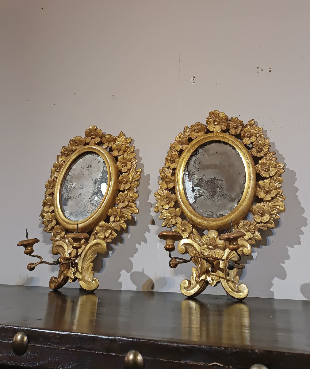 PAIRE DE PETITS MIROIRS DORÉS DU DÉBUT DU 19ème SIÈCLE-photo-6