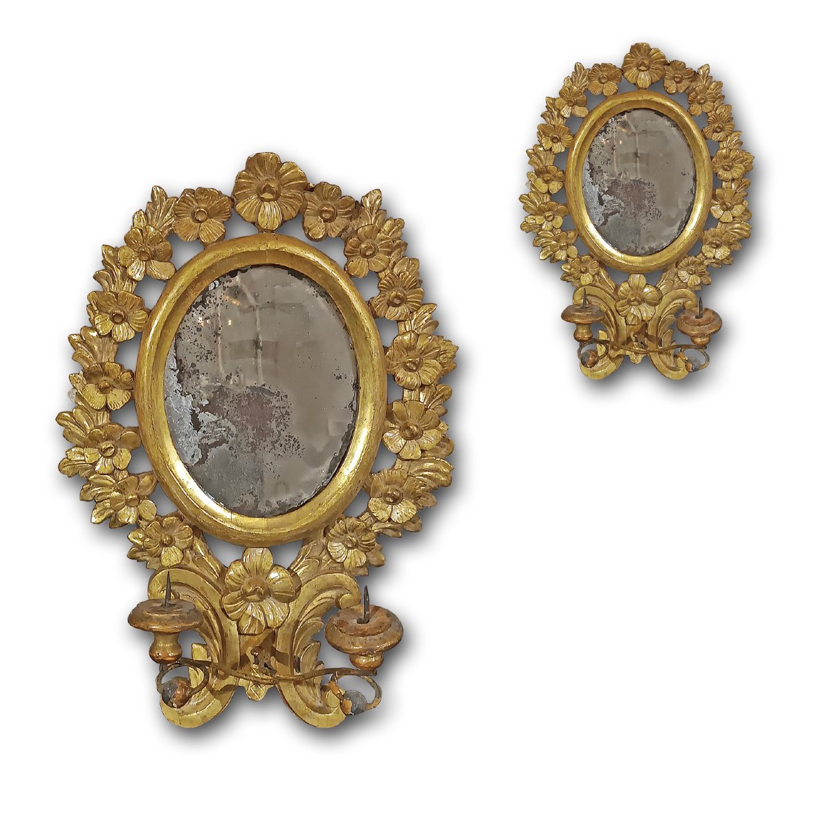 PAIRE DE PETITS MIROIRS DORÉS DU DÉBUT DU 19ème SIÈCLE