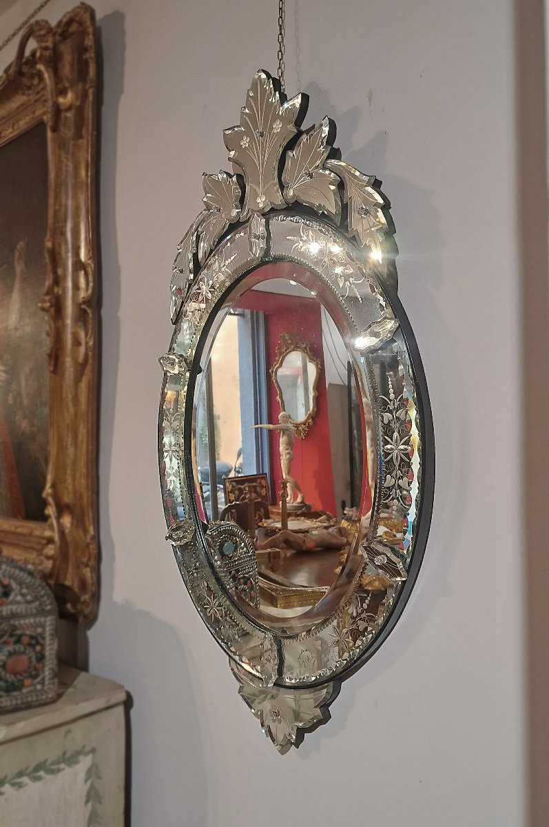 Mid-19th Century Beveled Crystal Mirror-photo-2