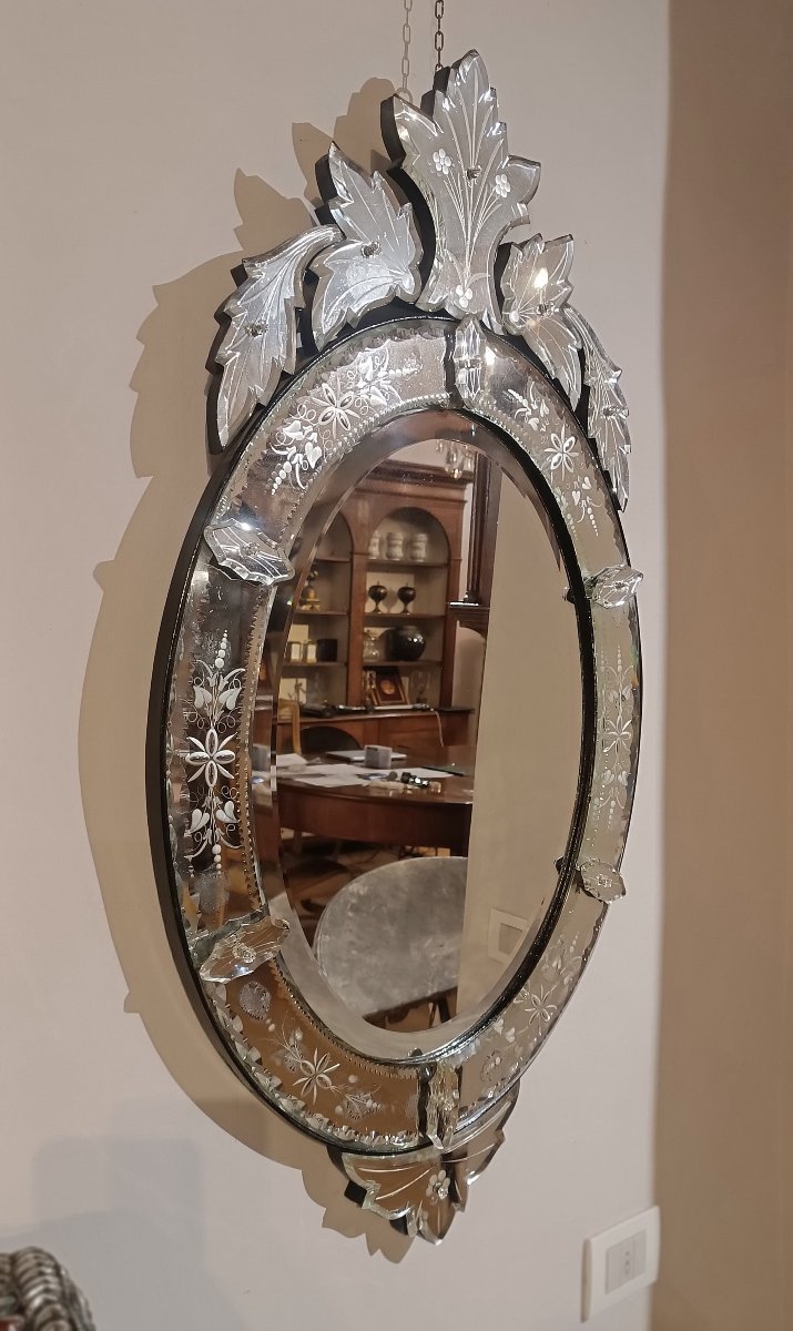 Mid-19th Century Beveled Crystal Mirror-photo-3