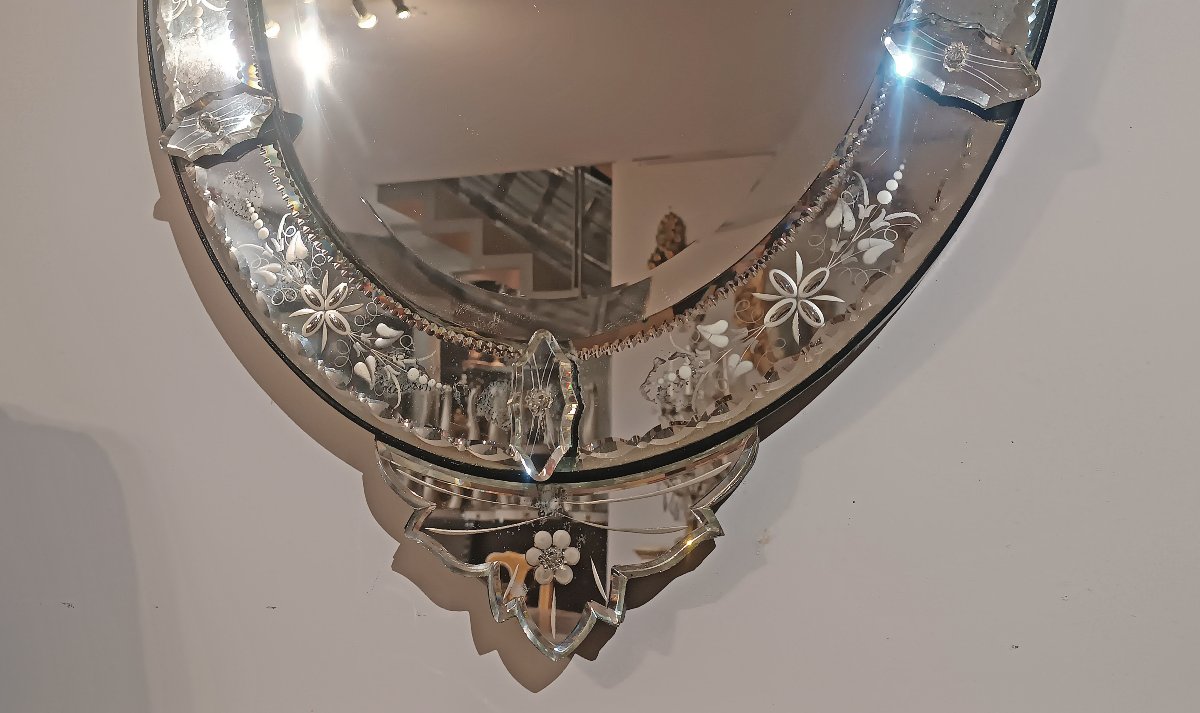 Mid-19th Century Beveled Crystal Mirror-photo-1