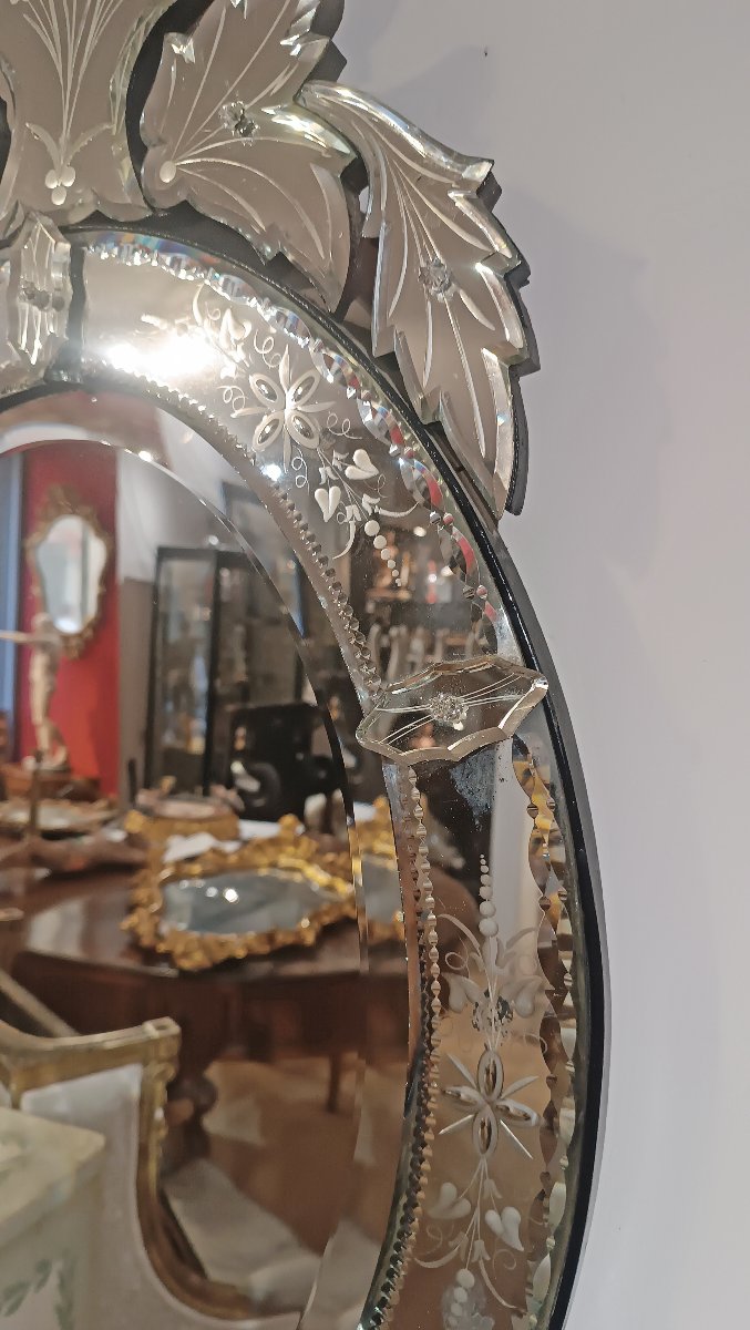 Mid-19th Century Beveled Crystal Mirror-photo-2