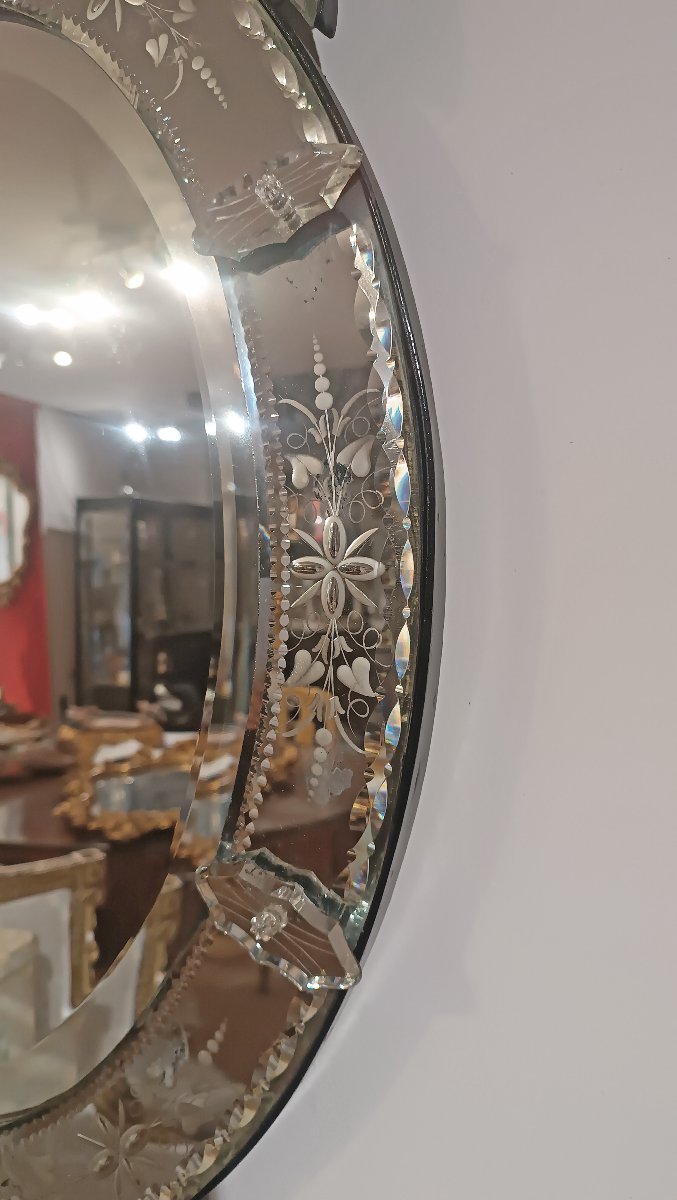 Mid-19th Century Beveled Crystal Mirror-photo-3