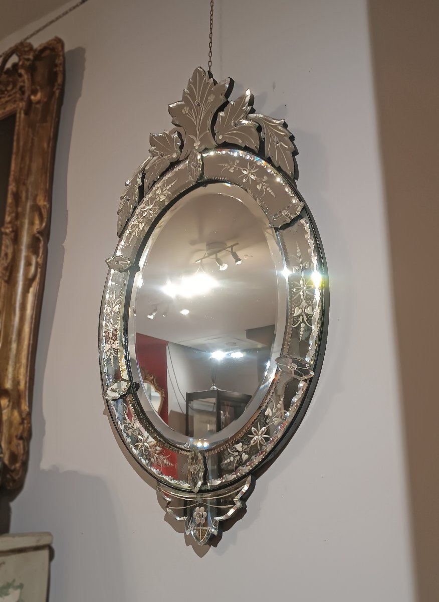 Mid-19th Century Beveled Crystal Mirror-photo-5