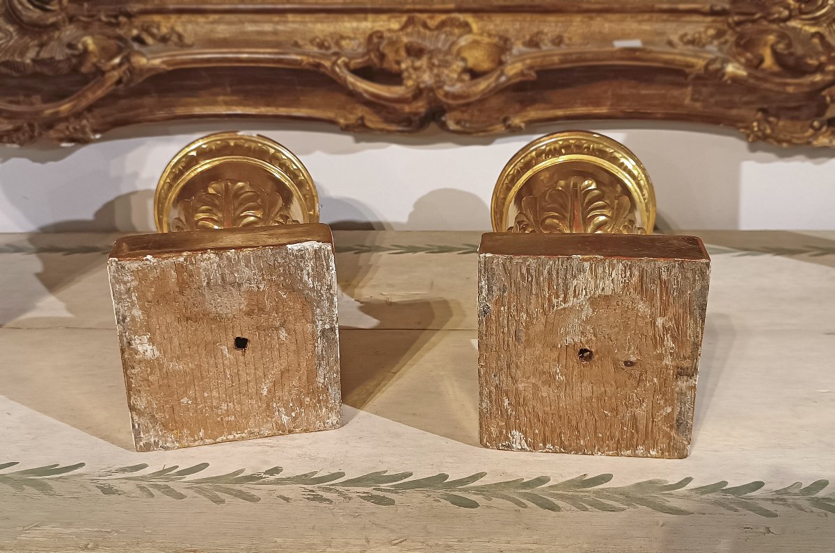 Late 18th Century Pair Of Gilt Neoclassical Candlesticks -photo-1