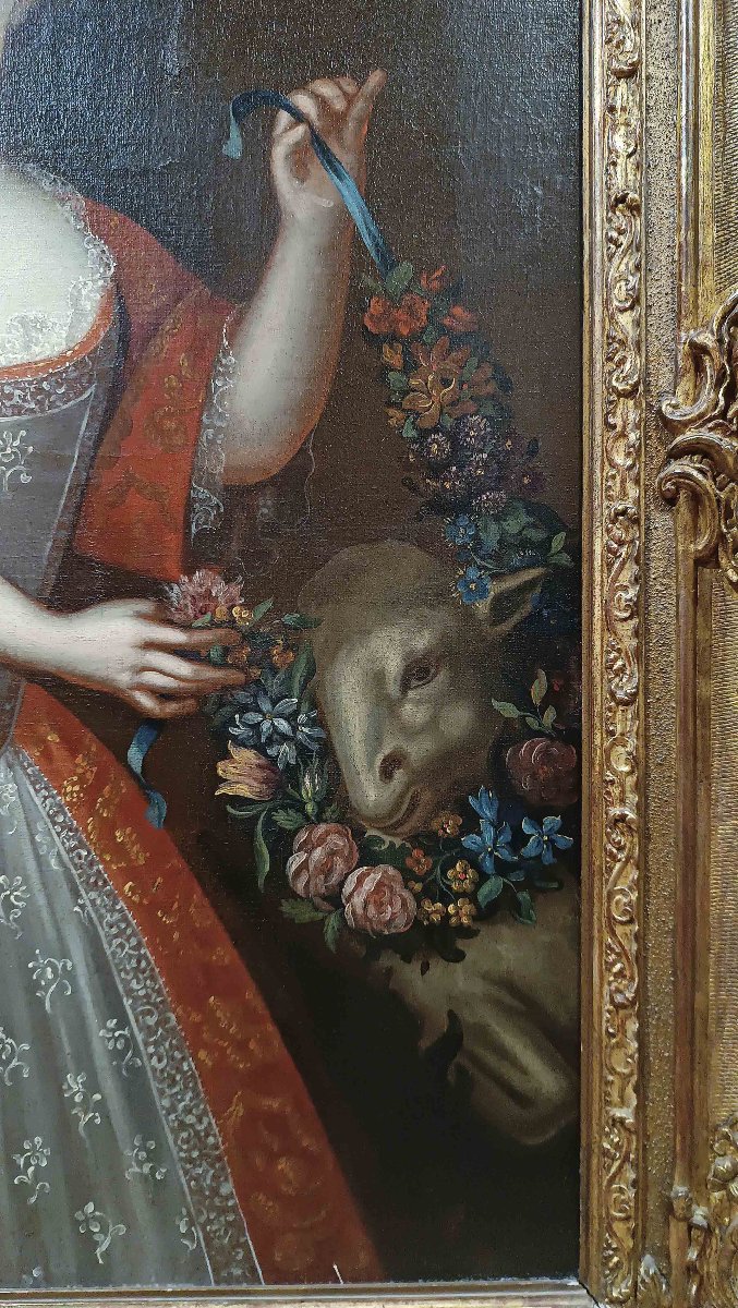 PORTRAIT D'UNE JEUNE FILLE NOBLE MILIEU DU 18ème SIÈCLE-photo-4