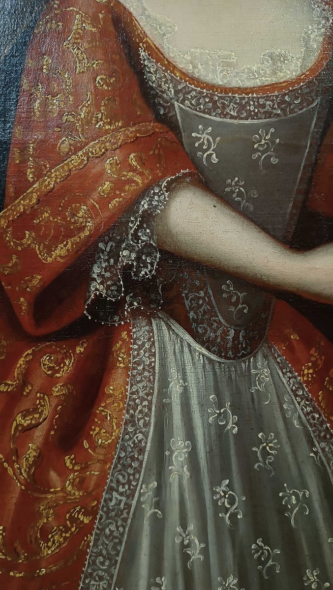 PORTRAIT D'UNE JEUNE FILLE NOBLE MILIEU DU 18ème SIÈCLE-photo-2