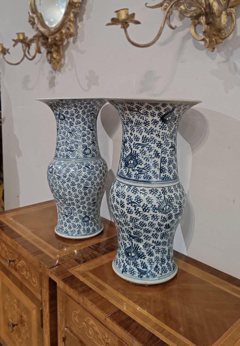 Late 19th-early 20th Century Pair Of Blue-decorated Ching Vases-photo-3