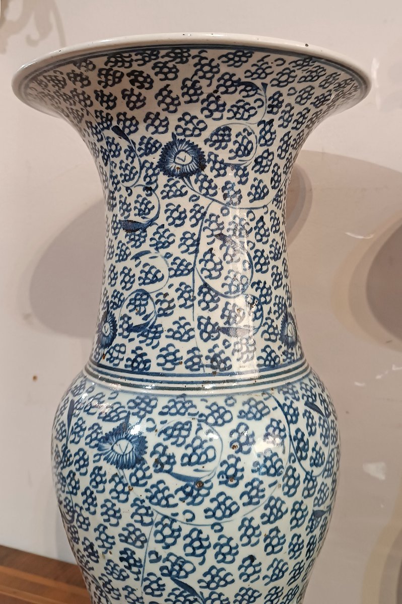 Late 19th-early 20th Century Pair Of Blue-decorated Ching Vases-photo-3