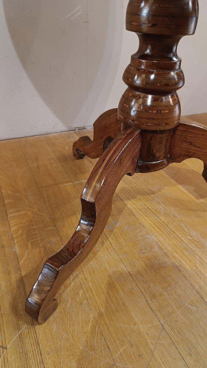 Mid-19th Century Round Coffee Table With Inlays-photo-4