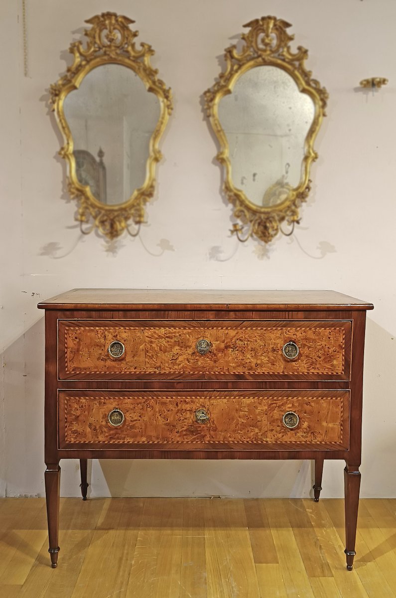 Second Half Of The 18th Century Louis XVI Veneered Chest Of Drawers-photo-2