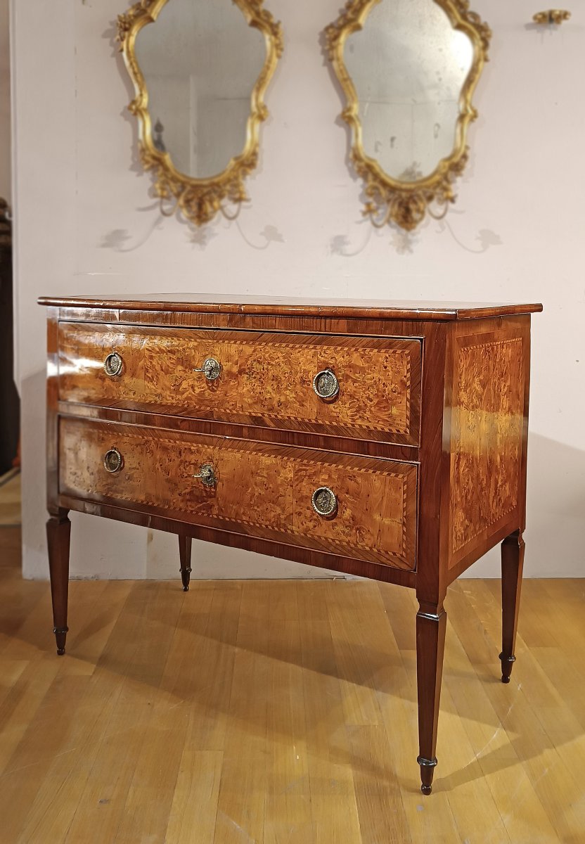 Second Half Of The 18th Century Louis XVI Veneered Chest Of Drawers-photo-3
