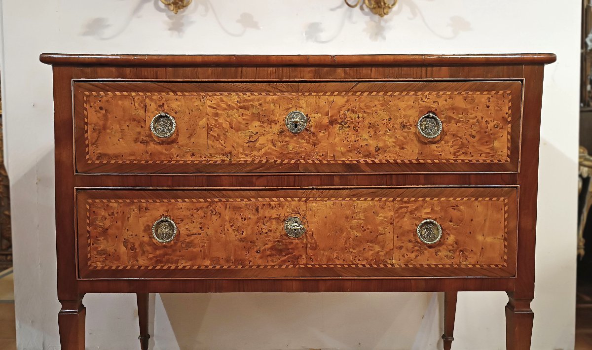 Second Half Of The 18th Century Louis XVI Veneered Chest Of Drawers-photo-1