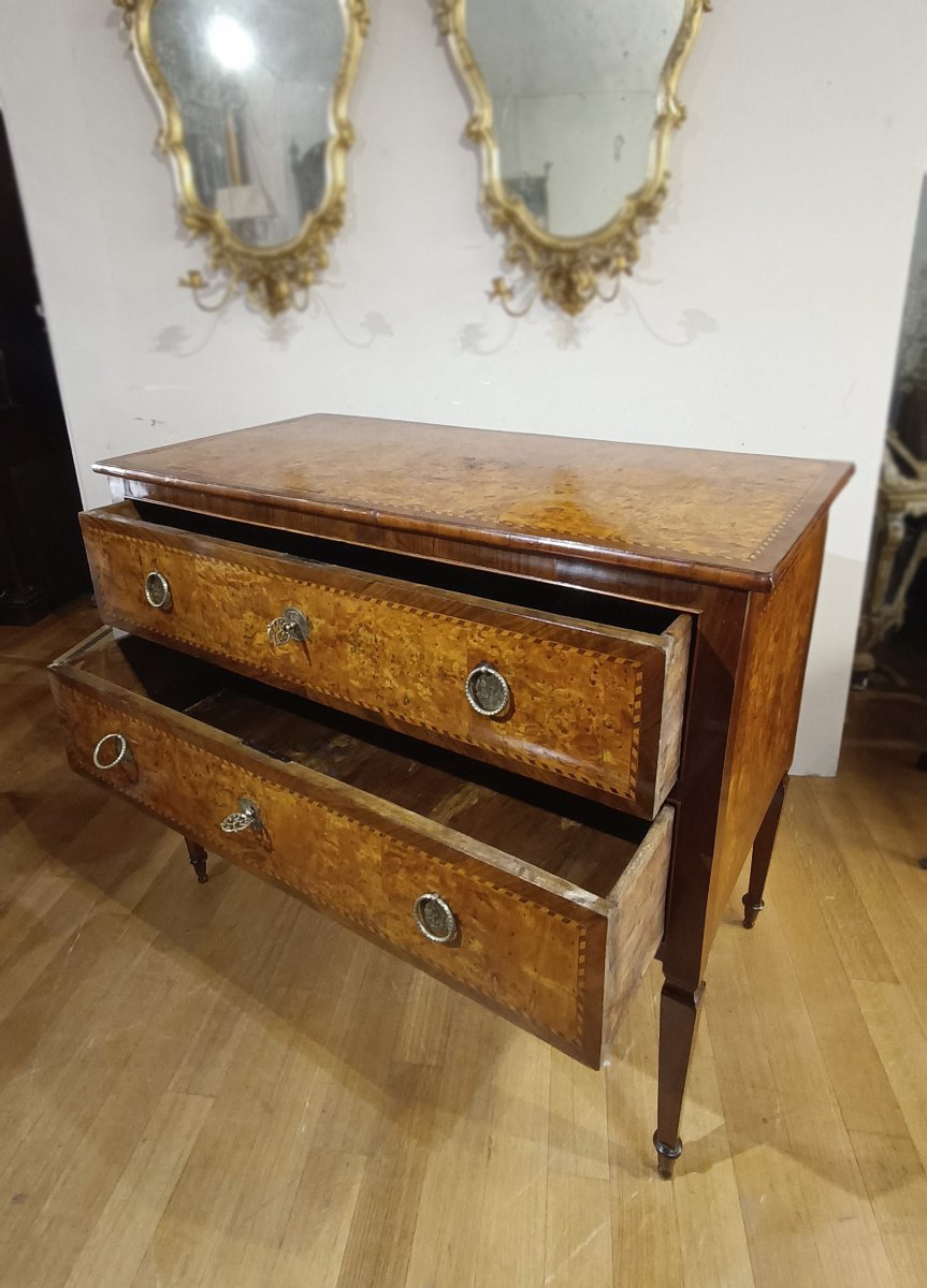 Second Half Of The 18th Century Louis XVI Veneered Chest Of Drawers-photo-5