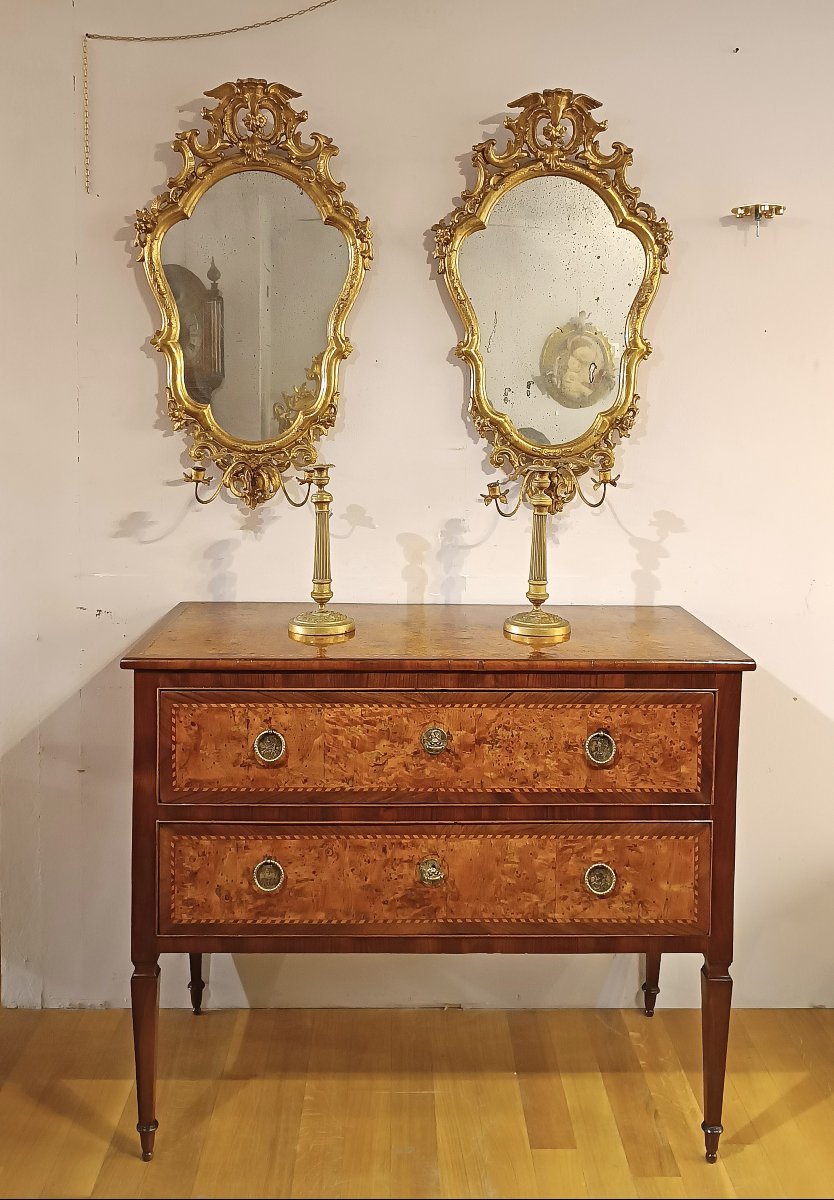 Second Half Of The 18th Century Louis XVI Veneered Chest Of Drawers-photo-6