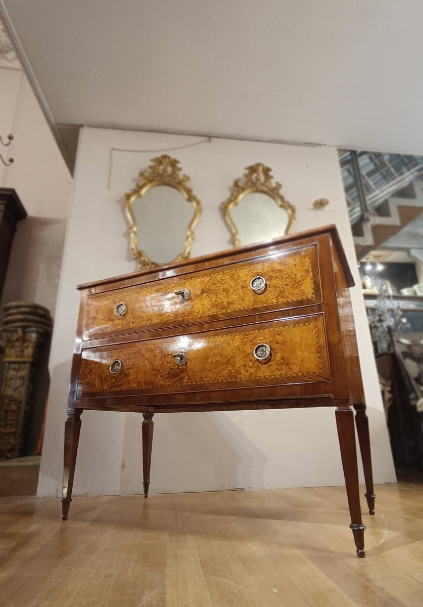 Second Half Of The 18th Century Louis XVI Veneered Chest Of Drawers-photo-8