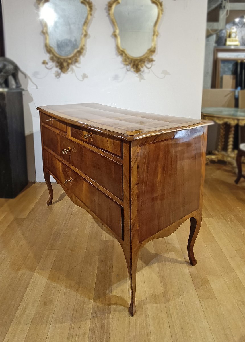 COMMODE PLAQUEE LOUIS XV MILIEU DU 18ème SIECLE-photo-2