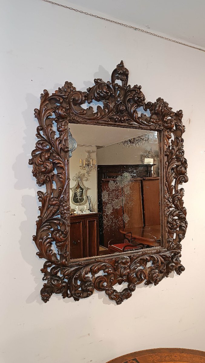 MIROIR LOUIS XIV EN NOYER FIN 17ème SIÈCLE-photo-2