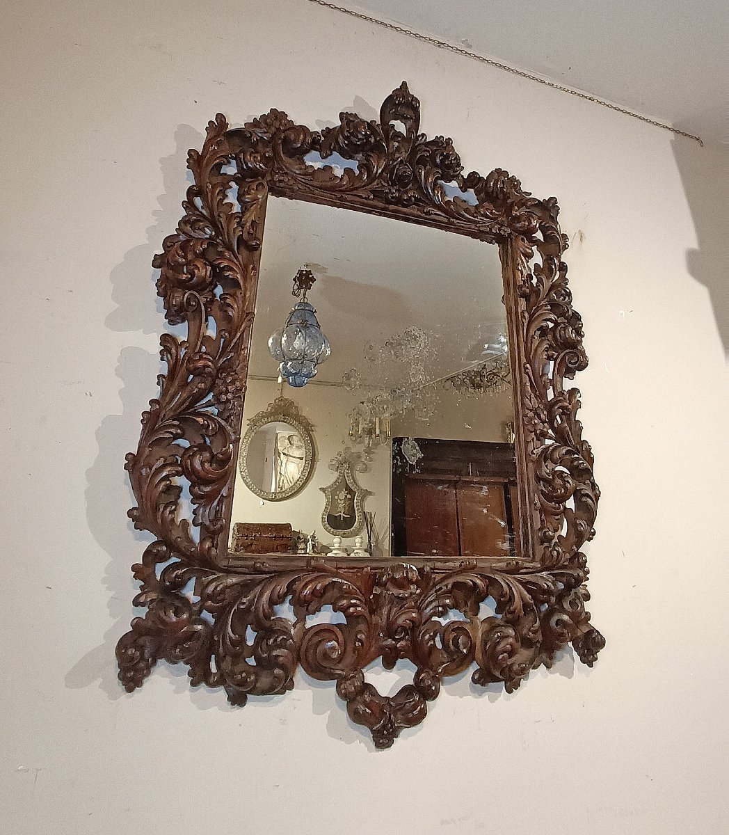 MIROIR LOUIS XIV EN NOYER FIN 17ème SIÈCLE-photo-5