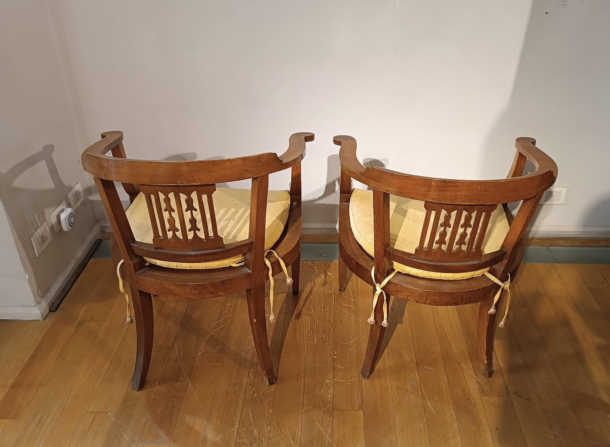 End Of The 18th Century Tuscan Tub Armchairs-photo-1