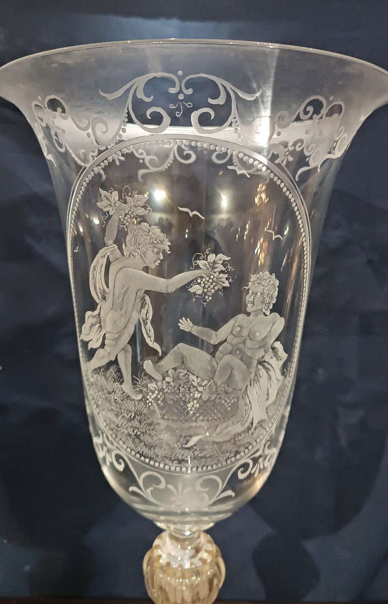 VASE EN VERRE DE MURANO GRAVÉ FIN 18ème-DÉBUT 19ème SIÈCLE-photo-1