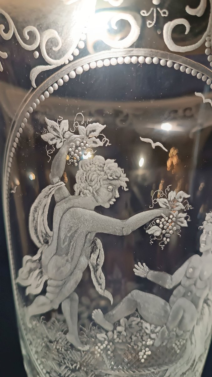 VASE EN VERRE DE MURANO GRAVÉ FIN 18ème-DÉBUT 19ème SIÈCLE-photo-2