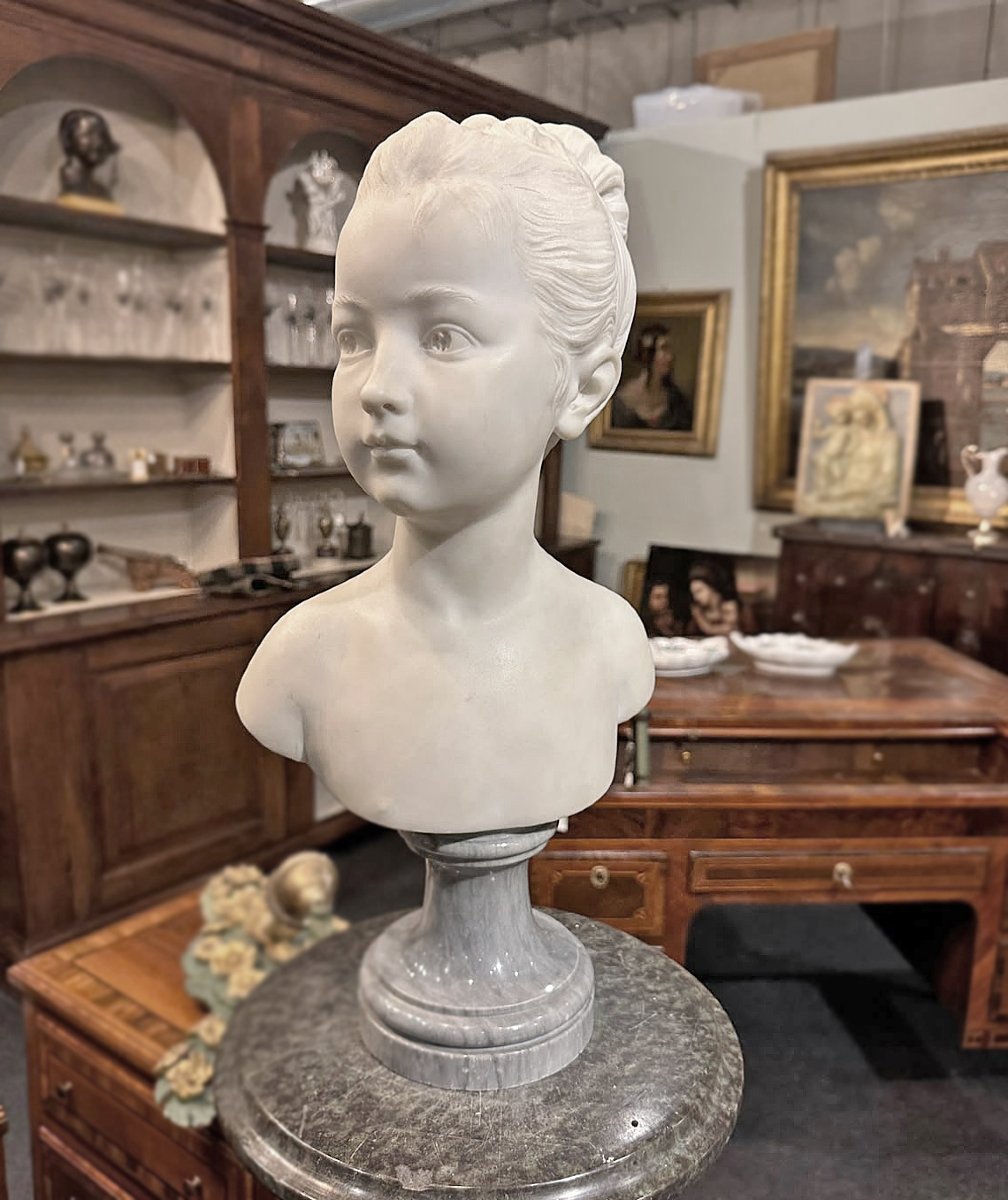 Early 19th Century Marble Bust Of A Young Woman-photo-5