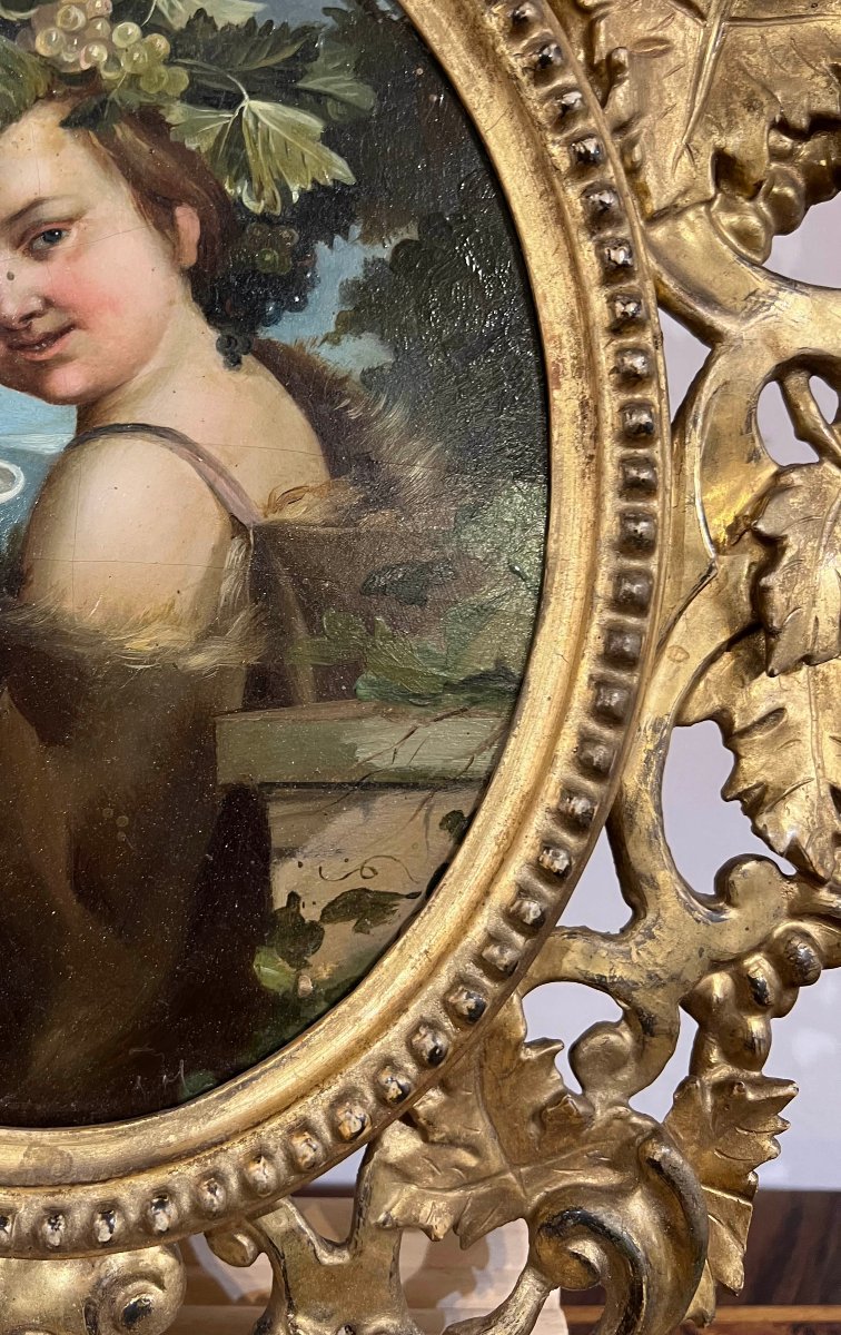 Mid-19th Century Oval Painting Of Bacchus-photo-2